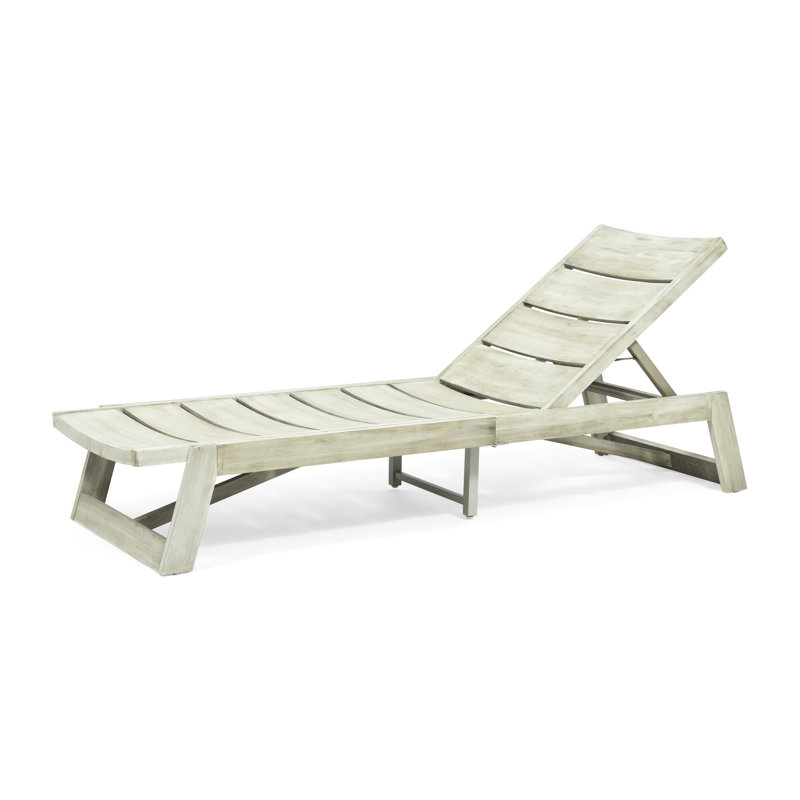 Grey Wood Chaise Lounge With Complementary Wash And Adjustable Feature In Made From Solid Metal, Gray