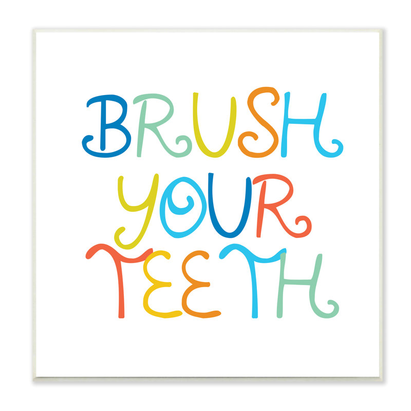 «Fun Kids Bathroom», brosse à dents, règles surdimensionnées, estampe numérique encadrée par Daphne Polselli, Bois
