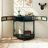 Wooden console Table with Sliding Rattan Door and buttom shelf-1634353687