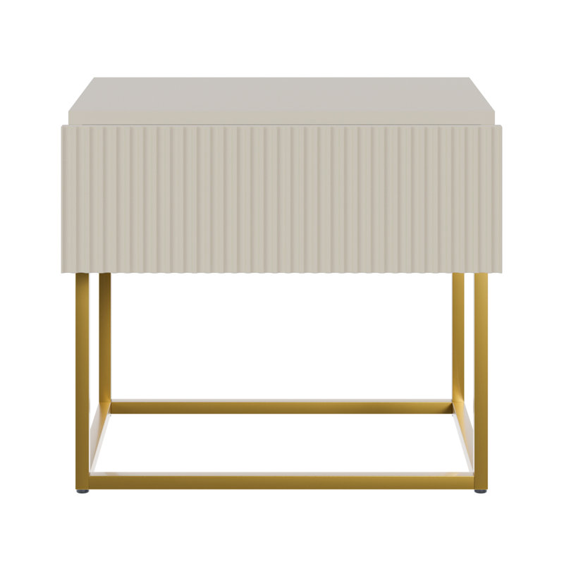 Atahan 50cm W Steel Bedside Table, Grey