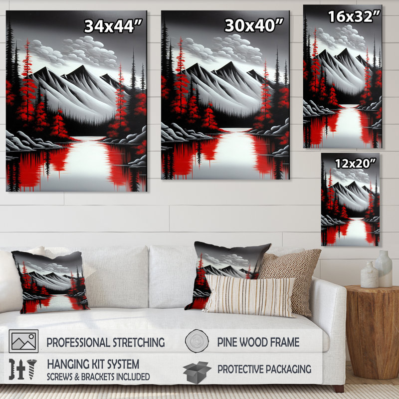 «Autumn Trees In Mountain Landscape», reproduction sur toile, H 40 po x l 30 po x P 1,5 po, Toile tendue