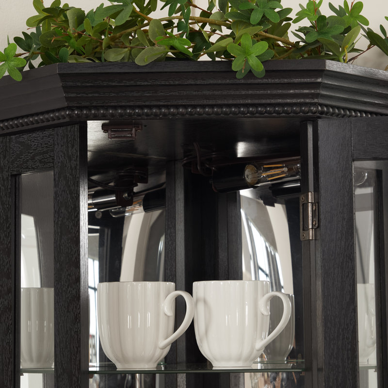 Vitrine de coin noire éclairée, Noir