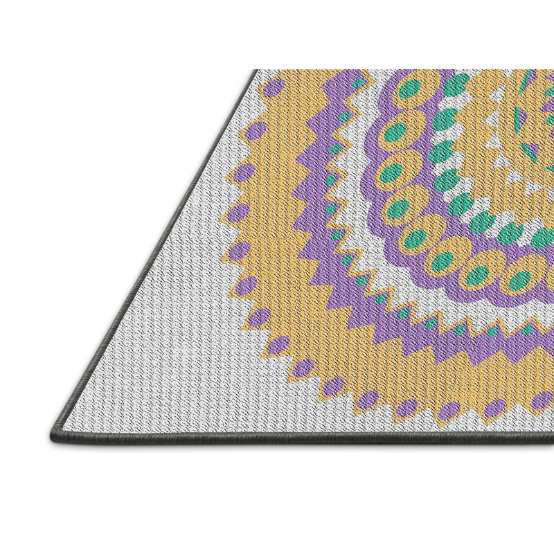Laine tissée à la main et polyester gris/orange Tapis décoratif, Rectangle de 5 pi x 7 pi