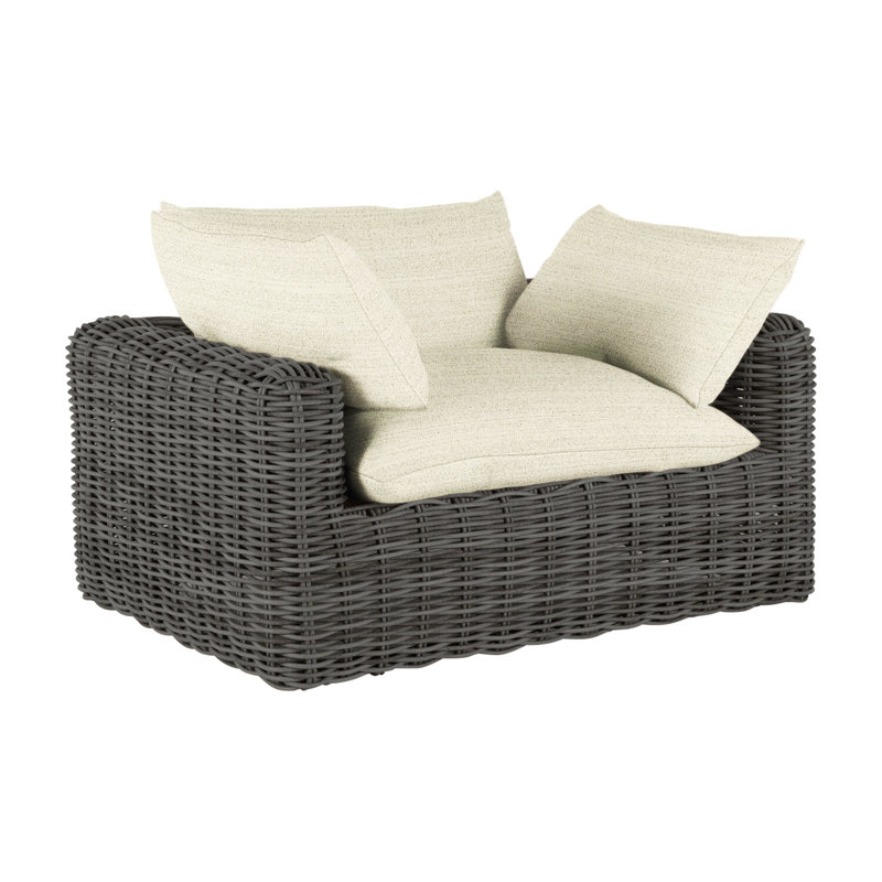 Montecito Patio Chair with Cushions, Raffia, Dove Sunbrella® Linen, No Welt