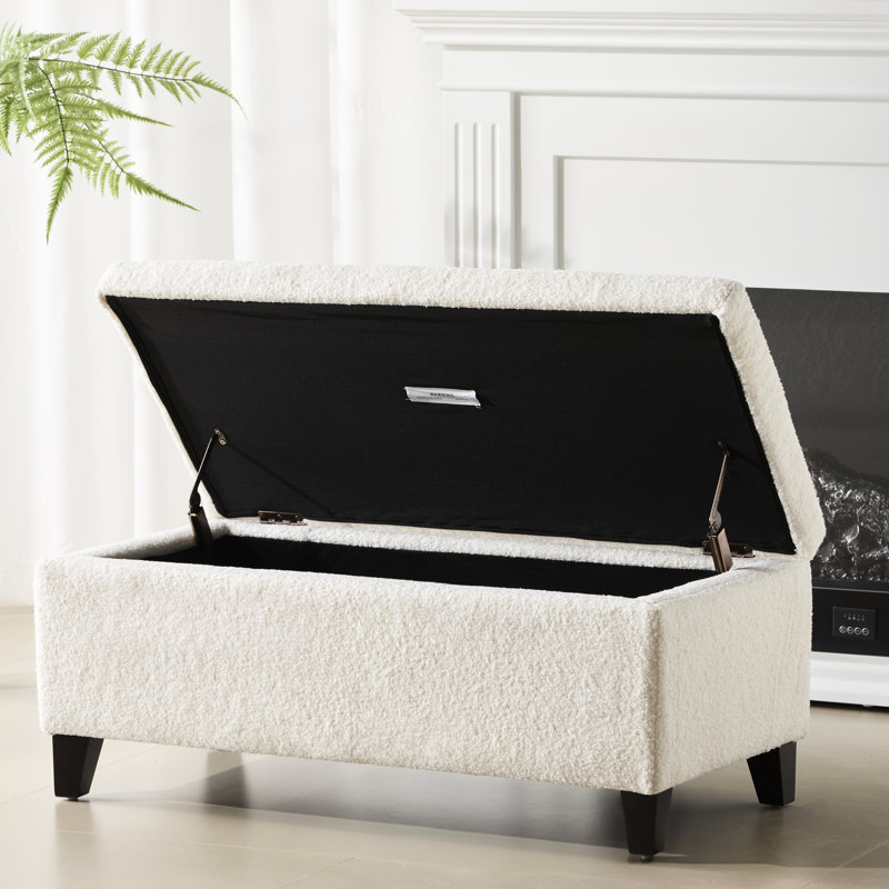 Repose-pieds avec rangement et couvercle rabattable, Blanc