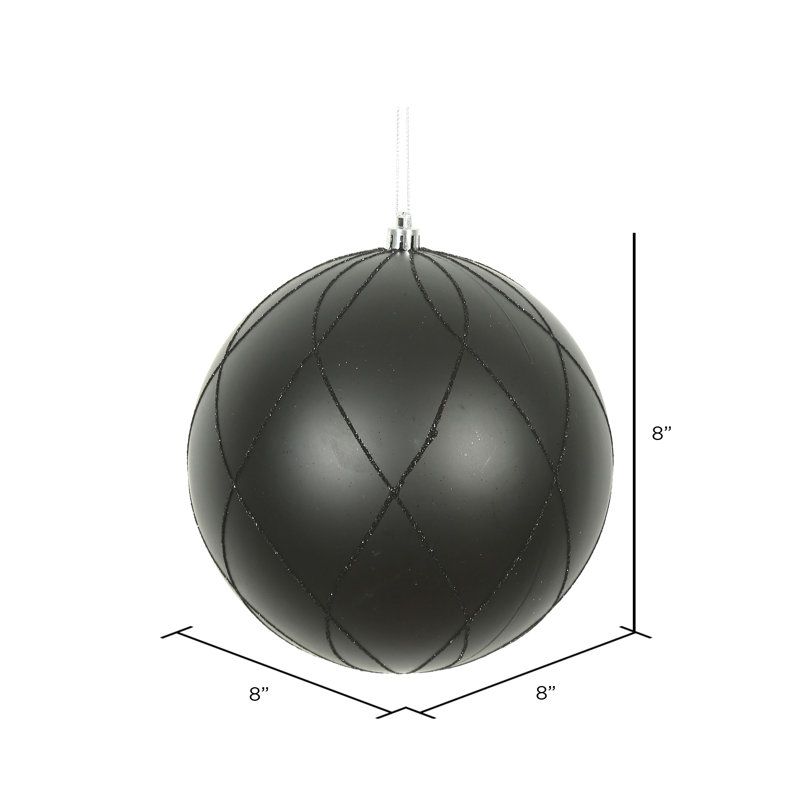 Ornement boule 8 po mat et scintillant, Noir