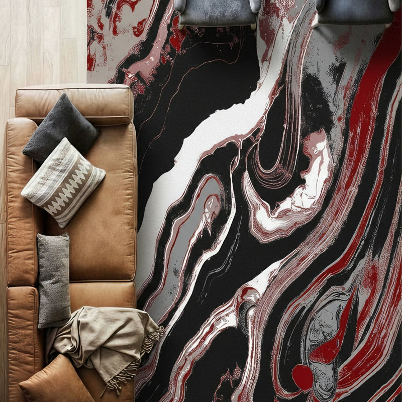 Galaxy Series Abrstract Black/Gray/Ivory/Beige Area Rug, Rectangle 7'9" x 10'2"