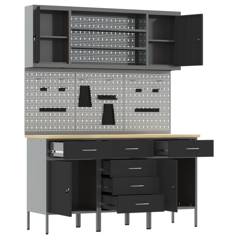 Work Cabinet with Drawer, Black