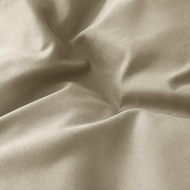 Plain Dyed Microfiber Duvet Cover Set with Pillowcases (3-Piece), Beige, Single Duvet + Additional Piece