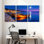 Abstrait ciel nocturne au clair de lune, bateaux d'eau, reflet d'étoiles, ensemble de 3 impressions sur toile