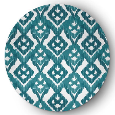 Tapis Ikat bleu sarcelle / blanc