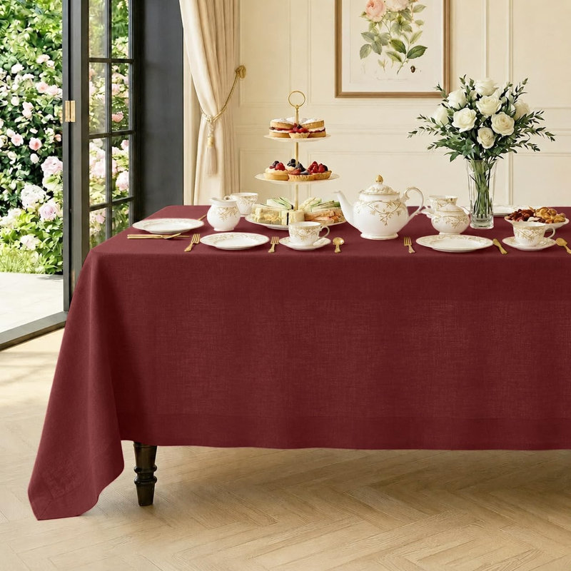 Nappe 100% lin Classic, 84" L, Dark Red