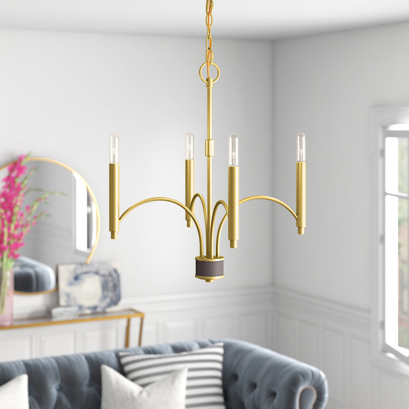 Lochlain 4 - Light Dimmable Classic / Traditional Chandelier, Satin Brass