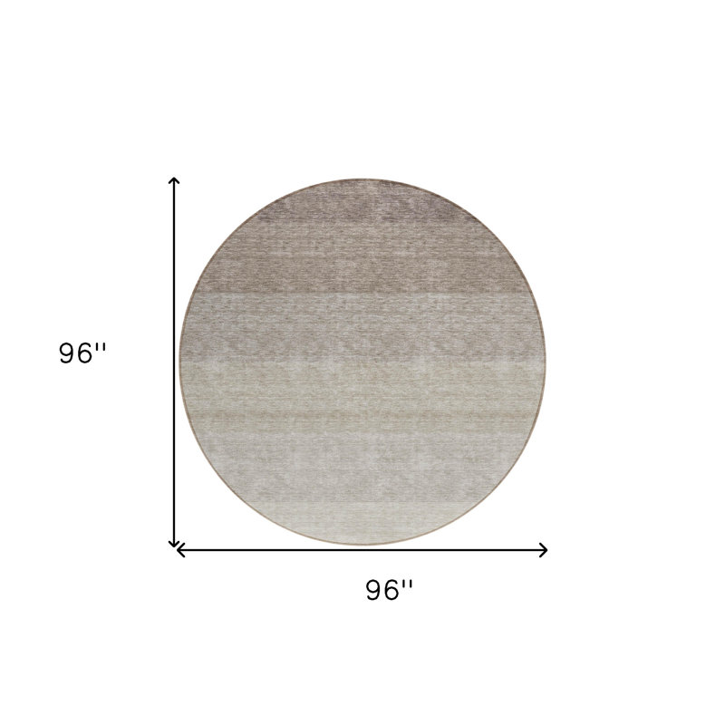 Tapis d'intérieur rond lavable ombré brun et ivoire 8 pi