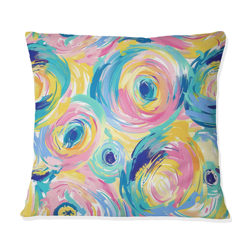 Coussin rose pastel abstrait rose I - abstrait, H 16 po x l 16 po, Carrée