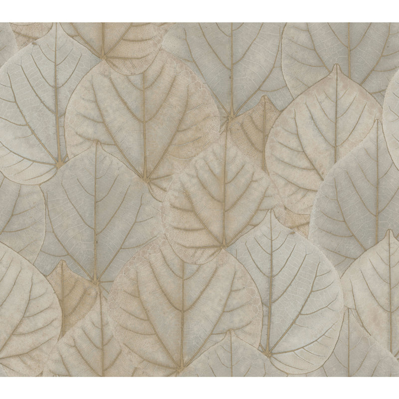 Floral Peel & Stick Metallic Wallpaper Roll, Warm Taupe