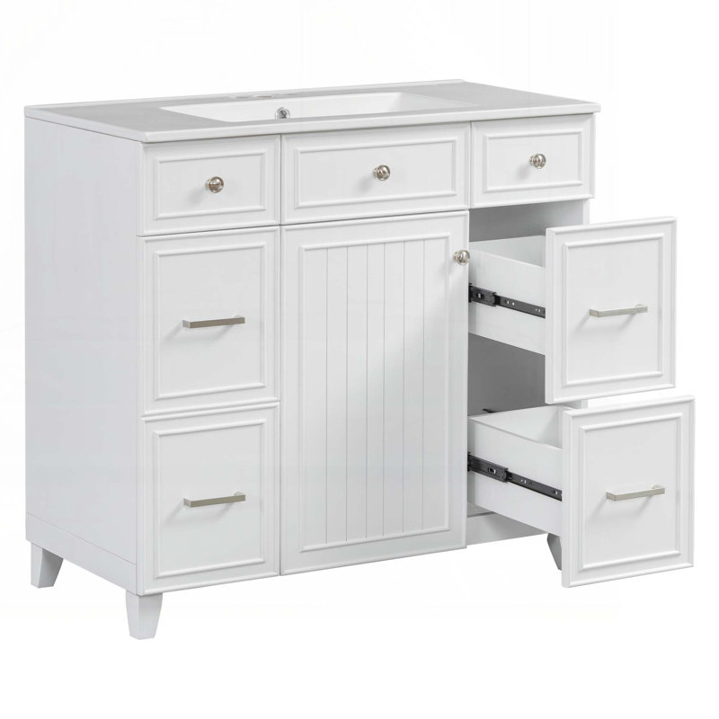 Meuble-lavabo 36 po avec lavabo en céramique, Blanc