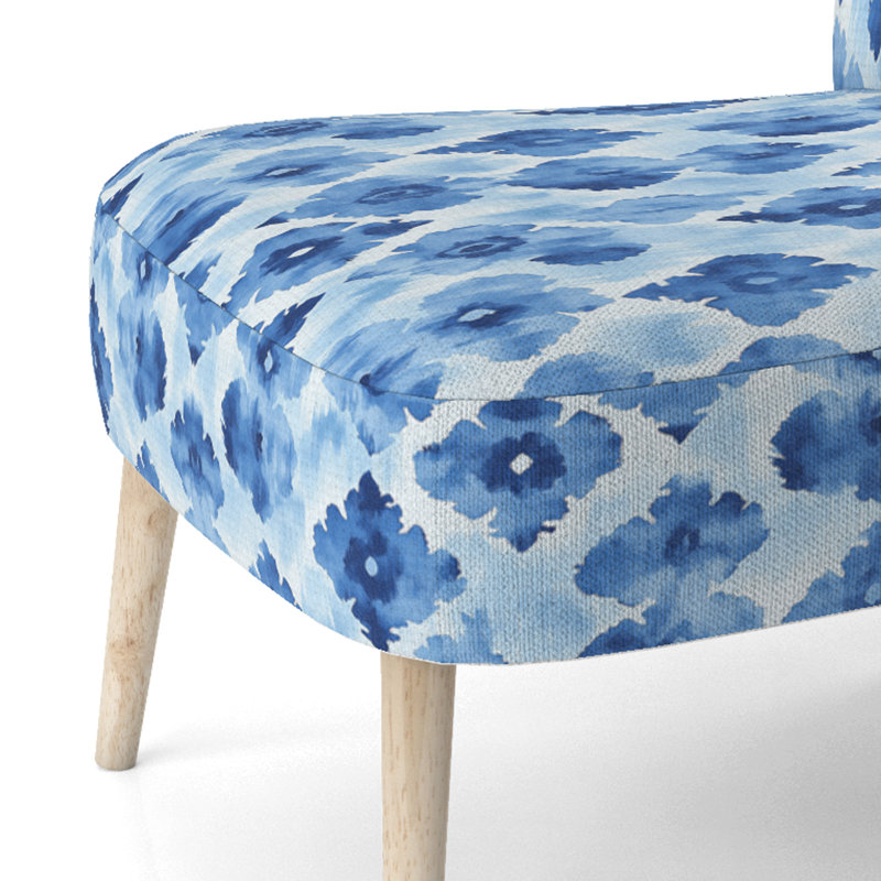 Chaise d'appoint Coastal - Chaise d'appoint bleue Ikat, Chaise d'appoint sans accoudoirs