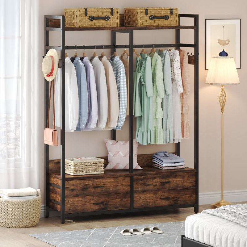 47.24'' Freestanding Clothes Rack With 4 Drawers