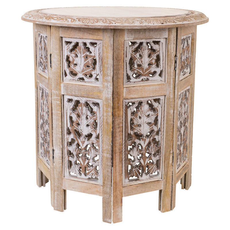 Aramus Solid Wood Abstract Coffee Table, Beige