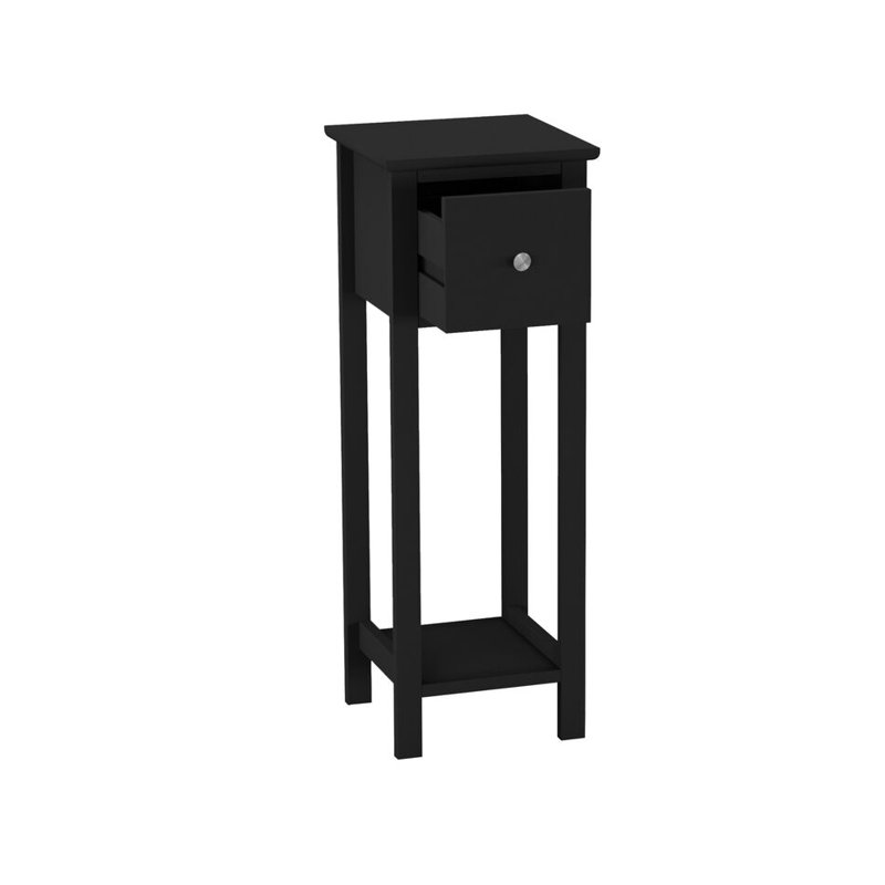 Skilken 25cm W Solid Wood Bedside Table, Black