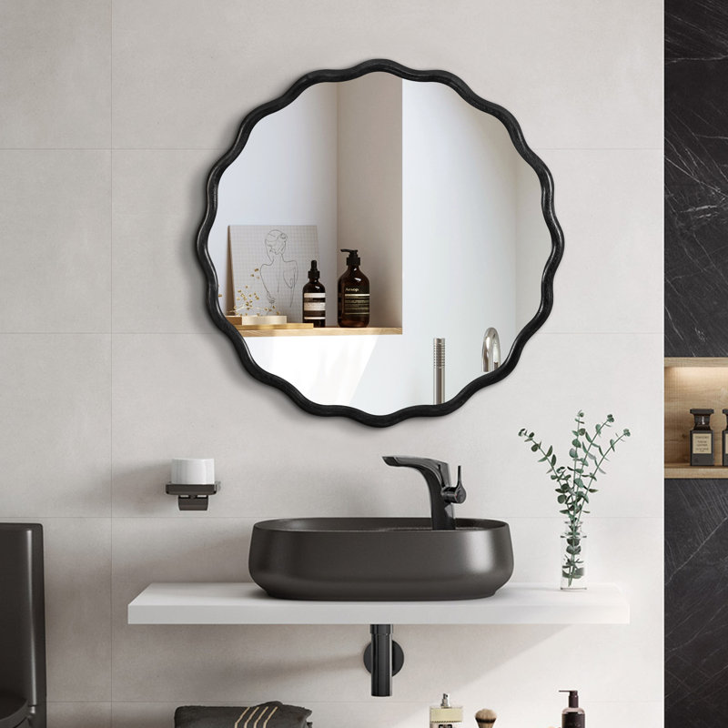 Miroir moderne en bois massif 36 "* 36", Noir