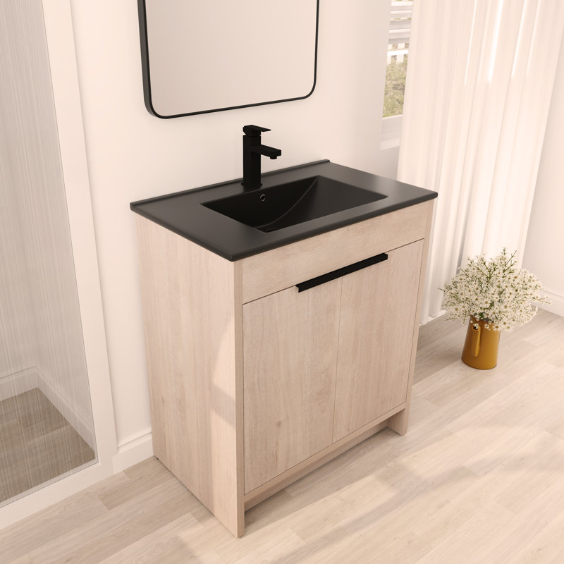 30 Inch Freestanding Bathroom Vanity with Ceramic Sink & 2 Soft-Close Cabinet Doors