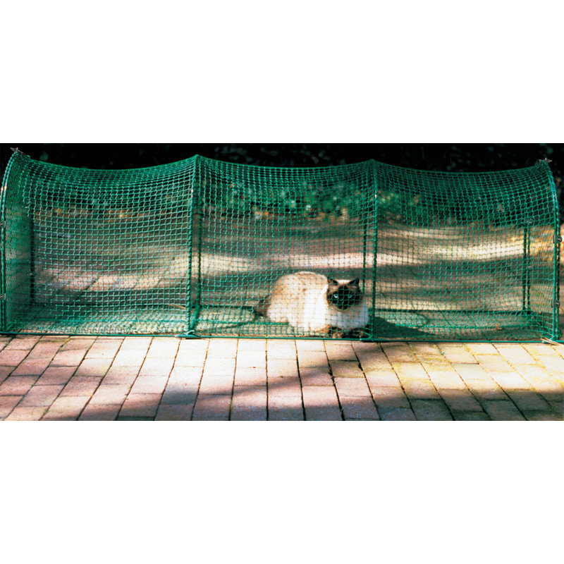 Green Metal Outdoor Cat Enclosure with Netting