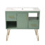 Ensemble de meuble-lavabo 36 po avec lavabo en résine, armoire de salle de bain simple autoportante moderne avec 2 tiroirs et 2 compartiments de rangement, meuble de rangement pour salle de bain, ensemble de meuble-lavabo avec cadre en bois massif