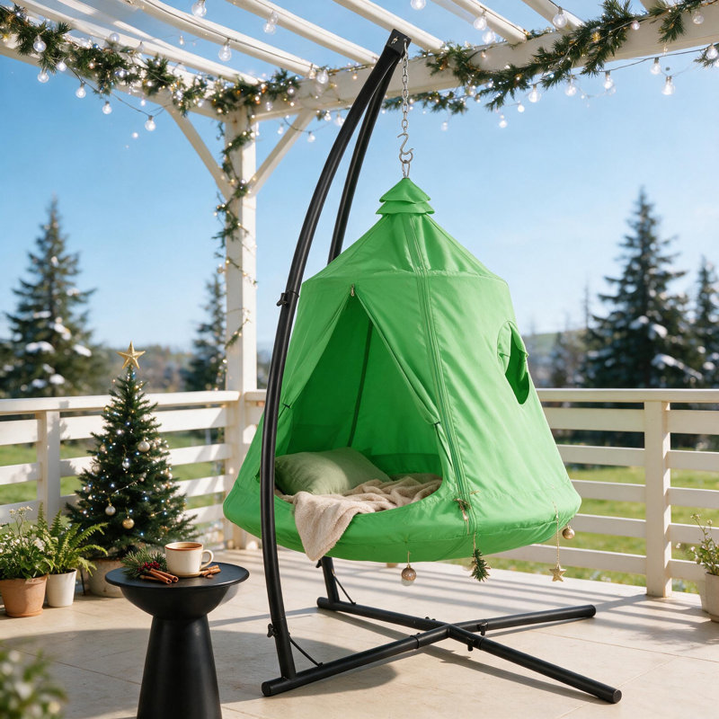 Support en X pour hamac suspendu avec tente pour arbre, support de balançoire métallique d'intérieur avec tente de jeu, siège de patio extérieur en forme de panier en forme d'œuf avec support, chaise de porche, chambre ou balcon avec support solide réglable (coussins non inclus)