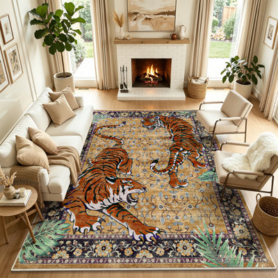Tapis antidérapant à motif oriental Tiger
