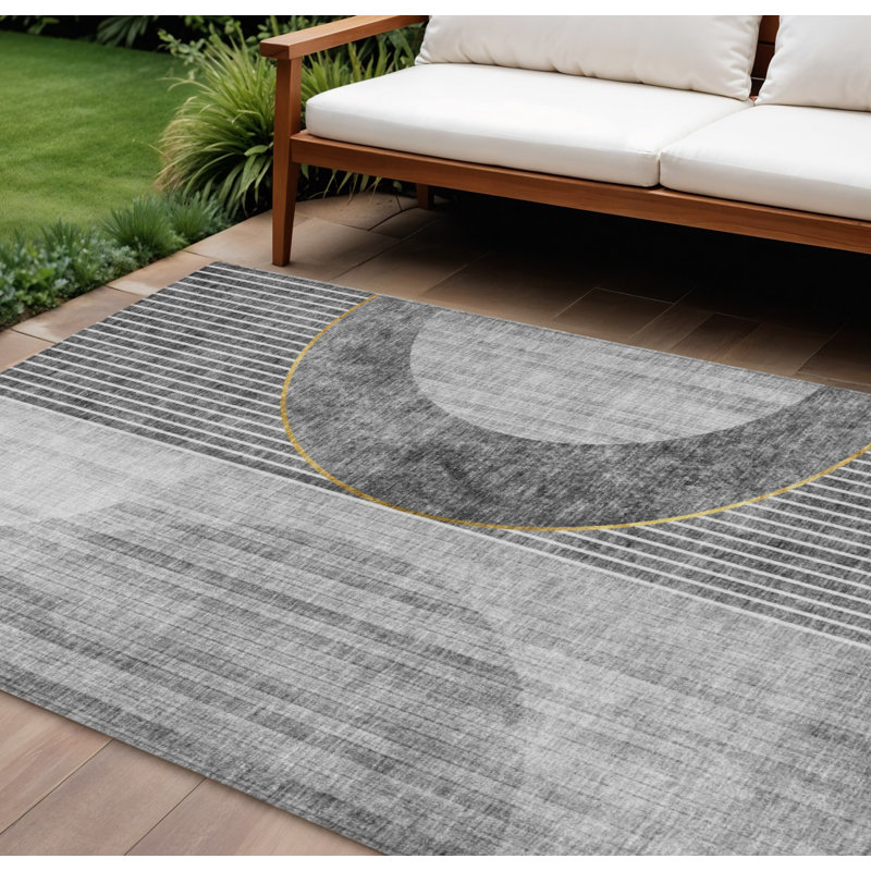 Tapis intérieur / extérieur gris anthracite lavable 8 pi x 10 pi