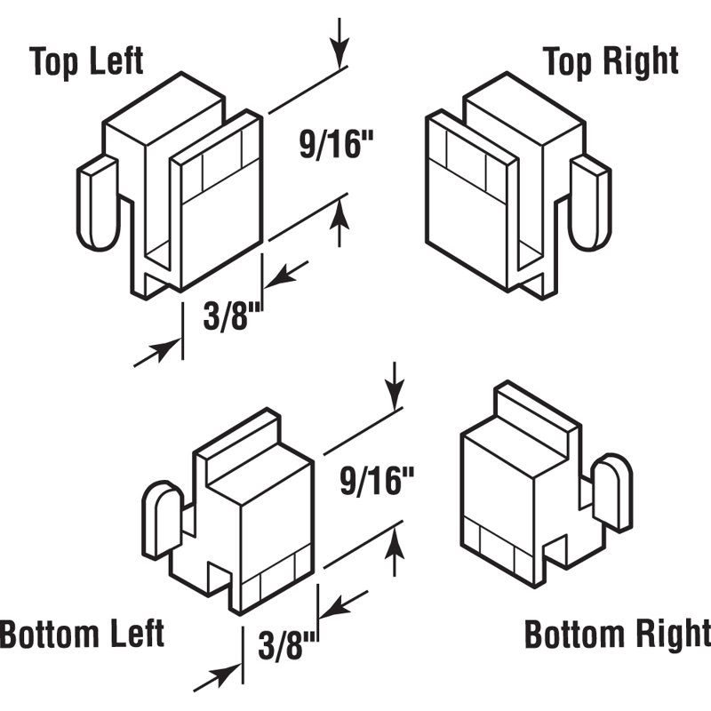 Prime-Line 3/8 in. x 9/16 in. Black Plastic Window Corner Guide, Likit (Single Pack)