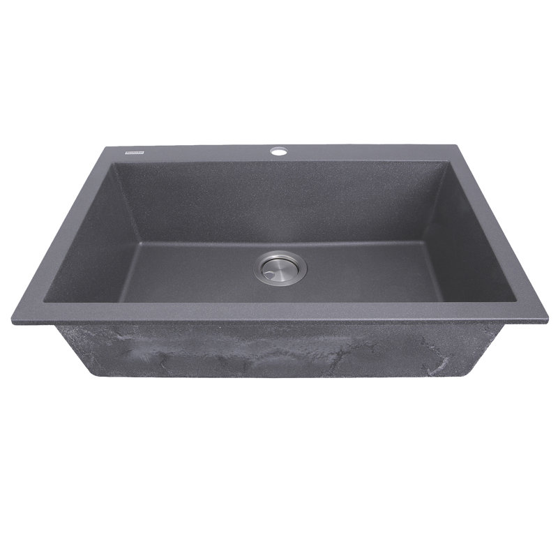 Rockport 27.19'' L Single Bowl Granite Composite Kitchen Sink, Titanium Gray