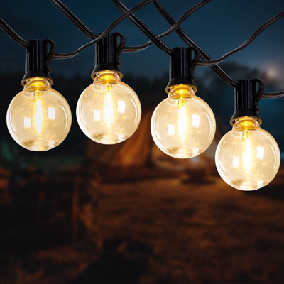 Guirlande de 98 pieds avec 50 ampoules à DEL G40 et 1, lumières sphériques enfichables incassables et connectables pour le jardin de la cour arrière