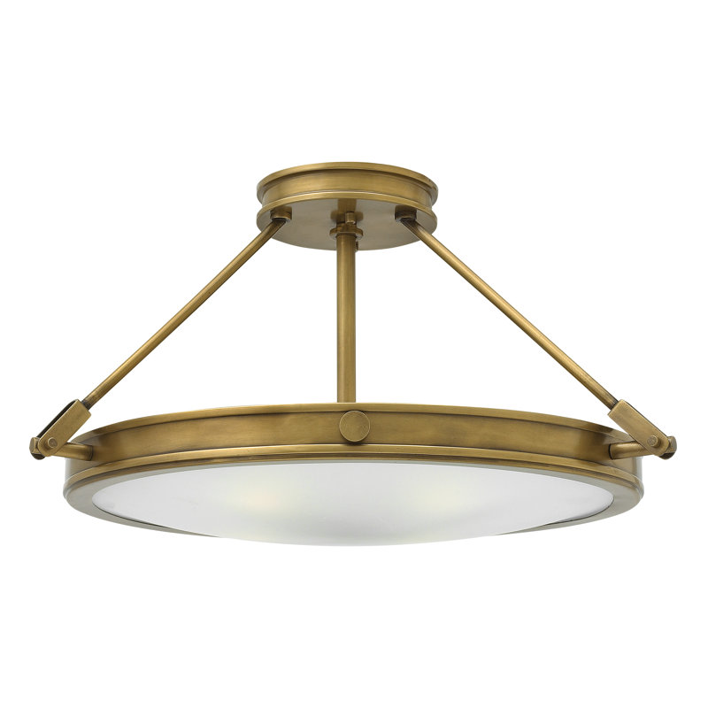 Collier Semi-Flush Mount Ceiling Light - Heritage Brass, Heritage Brass, Incandescent, 11.5"H x 22"W x22"D