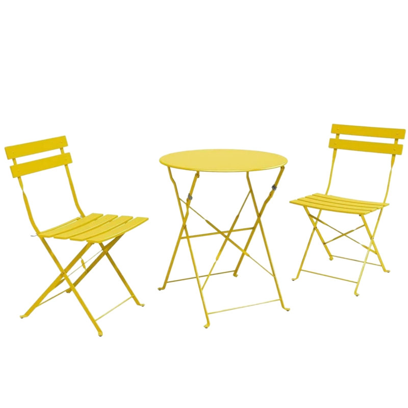 2 - Person Patio Dining Set with Round Table, Yellow