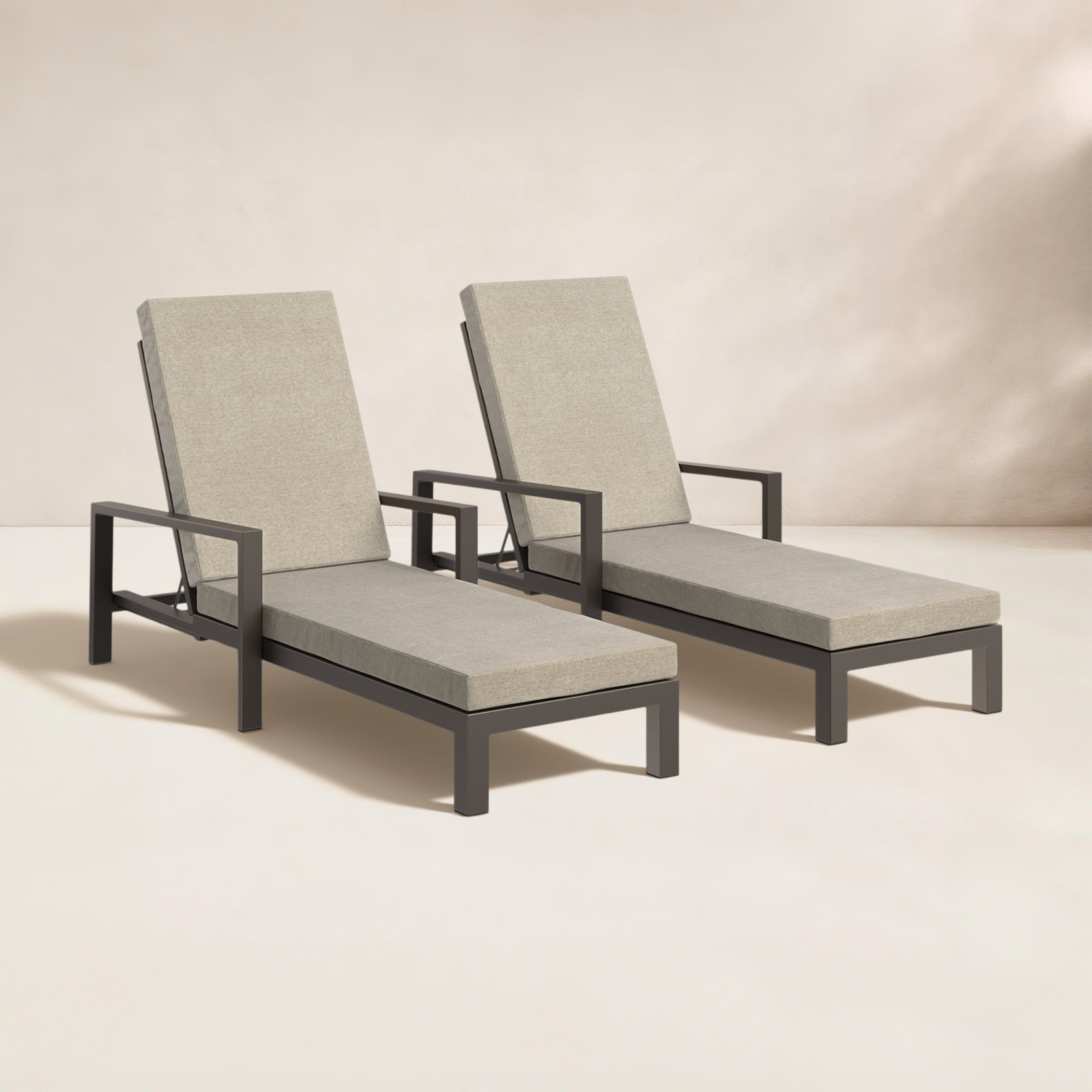 Hoyt 35" Patio Chaise Lounge, Bronze, Khaki