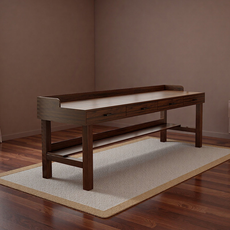 Bureau d'artisanat en bois de noyer massif, H 29,53 po x l 78,74 po x P 23,62 po