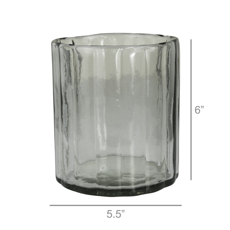 Gray Glass Table Vase, 6.5" H x 5" W x 5" D