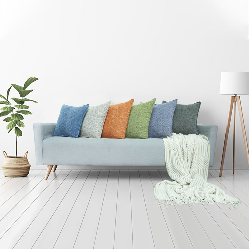 Housses de coussin Chevron , Vert sauge, H 20 po x l 20 po, Polyfill