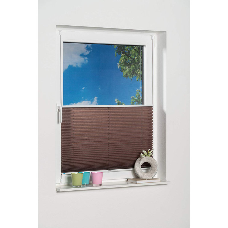 Cordless Semi Sheer Pleated Shade, 40 W x 130 L cm, Mocha