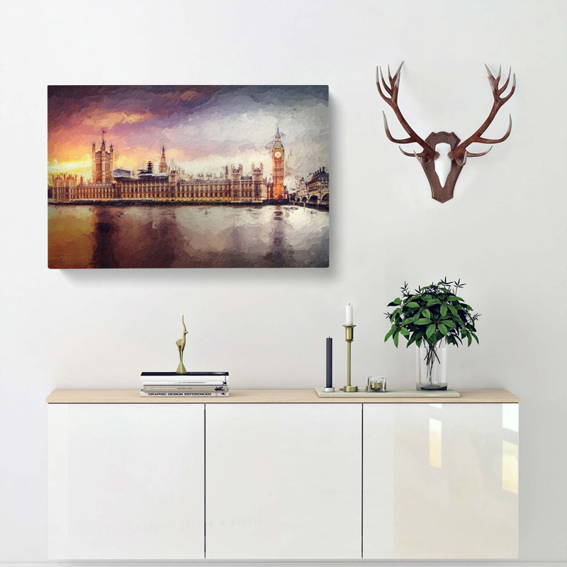 Big Ben & Houses Of Parliament In Abstract - Wrapped Canvas Painting, 35cm H x 50cm W x 3cm D
