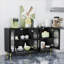 Armoires | Buffet moderne autoportant avec portes en acrylique, rangement fermé réglable, utilisation dans plusieurs pièces | Bois aggloméré + métal | Cuisine