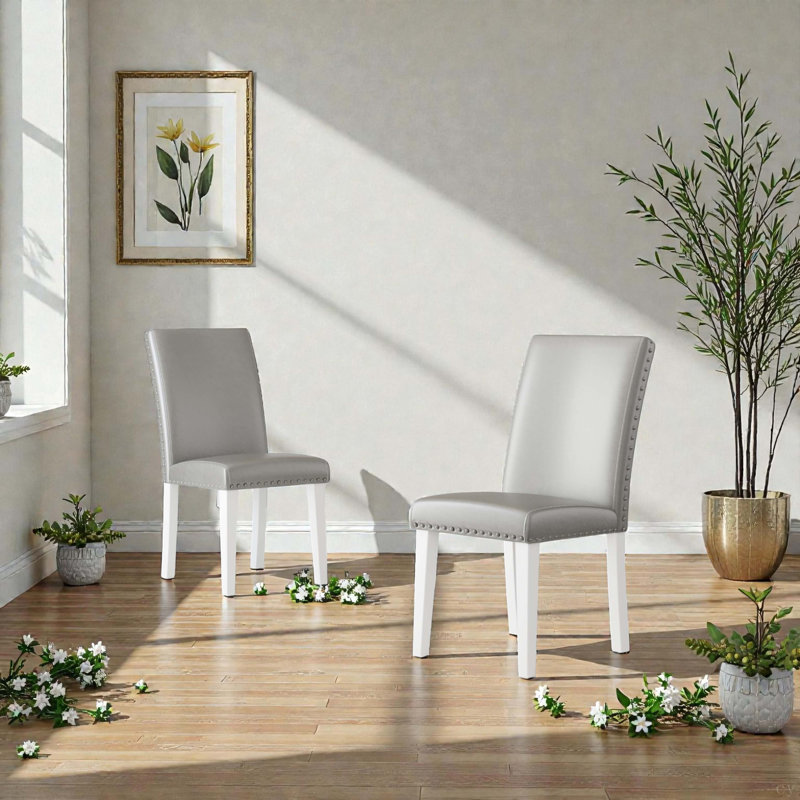 Chaise de salle à manger rembourrée (ensemble-2), Gris