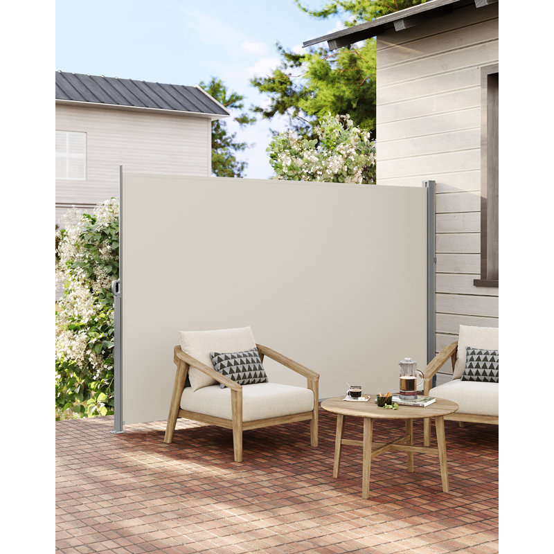 Songmics 350cm W x 200cm D Polyester Cover Retractable Patio Awning, Ivory