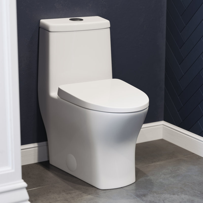 Swiss Madison Sublime II One-Piece 10" Rough-in 1.1/1.6 GPF Dual Top Flush Round Compact Toilet in Glossy White, Glossy White