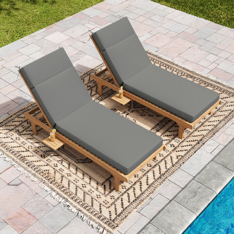 Outdoor 4'' Chaise Lounge Cushions Lounge Chair Cushions (Cushions Only), Light Gray, 2, 26" W x 80" D