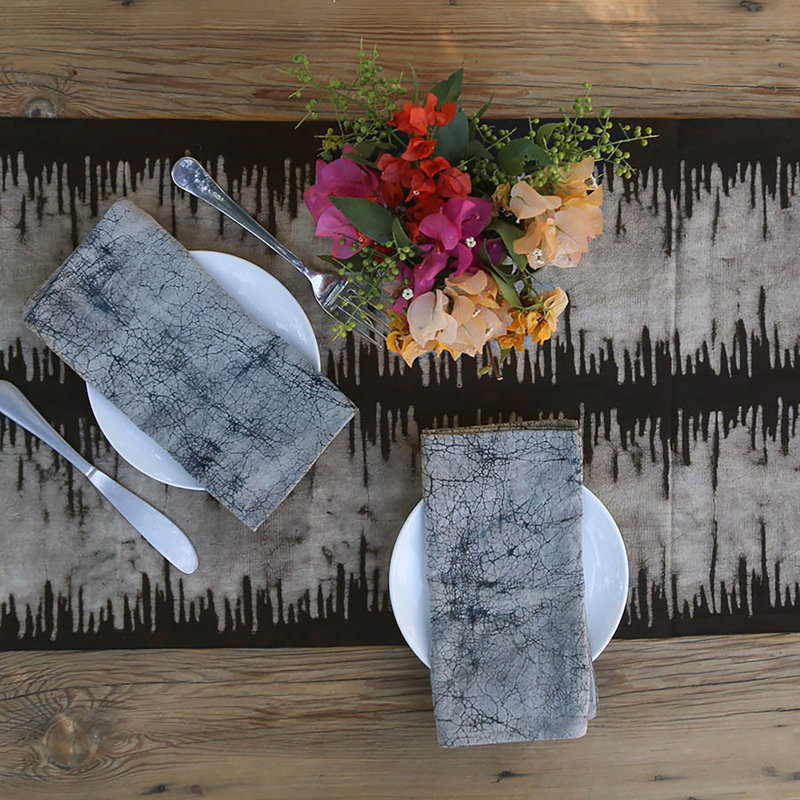 Neutral Block Print Table Runner