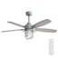 Ventilateur de plafond gris ciment 52 pouces avec lumière E26, abat-jour en verre, 5 pales en contreplaqué, moteur à courant continu silencieux, 6 vitesses de vent